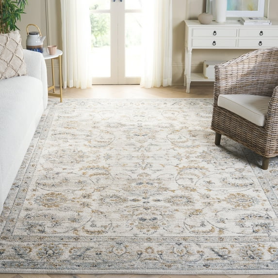 SAFAVIEH Avalon Malandra Floral Polyester Area Rug, Ivory/Blue Gold, 8' x 10'
