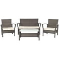 thumbnail image 1 of SAFAVIEH Avaron Outdoor Patio 4 Piece Conversation Set, Brown/Beige, 1 of 4