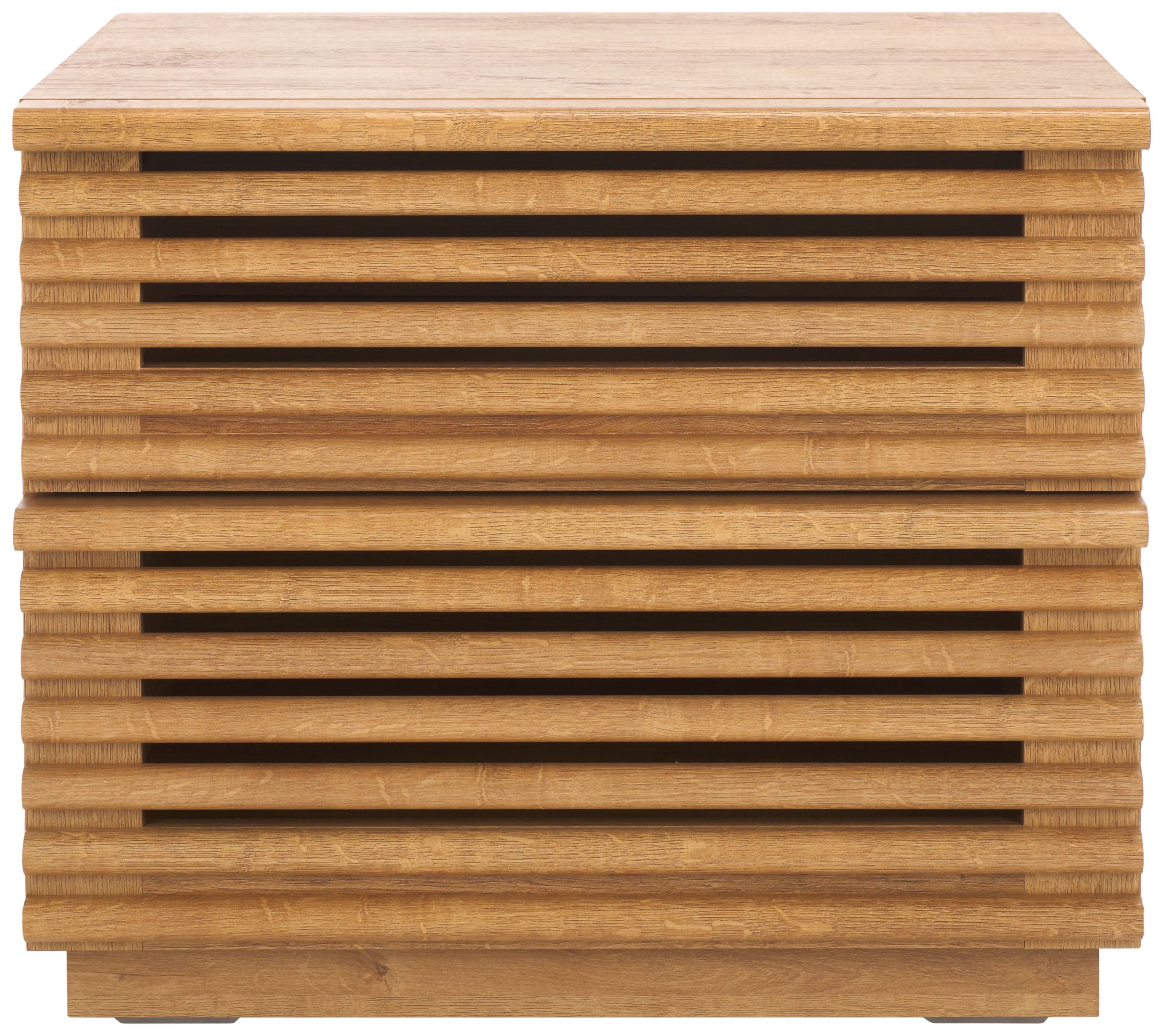 Averi Rustic Oak 2-Drawer Slatted Nightstand
