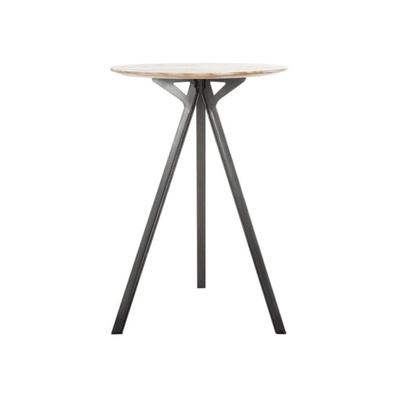 SAFAVIEH Axel Tripod Mid-Century Round Pub Table, Grey Wash/Black