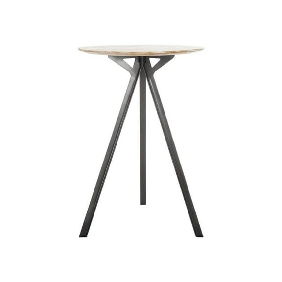 SAFAVIEH Axel Tripod Mid-Century Round Pub Table, Grey Wash/Black