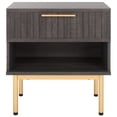 thumbnail image 1 of SAFAVIEH Axelle Modern 1 Drawer Nightstand,Distressed Black/Gold, 1 of 14