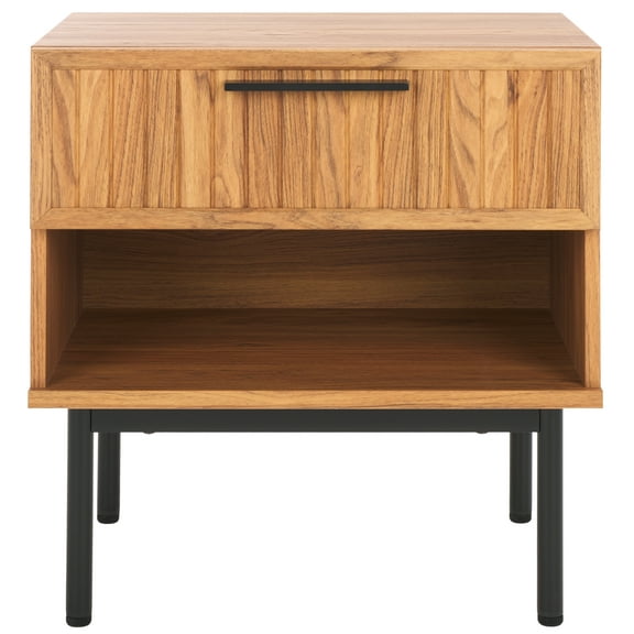 SAFAVIEH Axelle Modern 1 Drawer Nightstand,Oak/Black