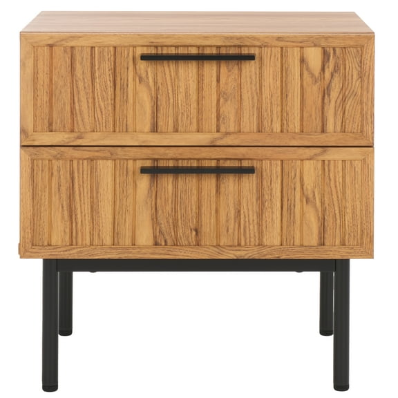 SAFAVIEH Axelle Modern 2 Drawer Nightstand,Oak/Black