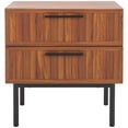 thumbnail image 1 of SAFAVIEH Axelle Modern 2 Drawer Nightstand,Walnut/Black, 1 of 14