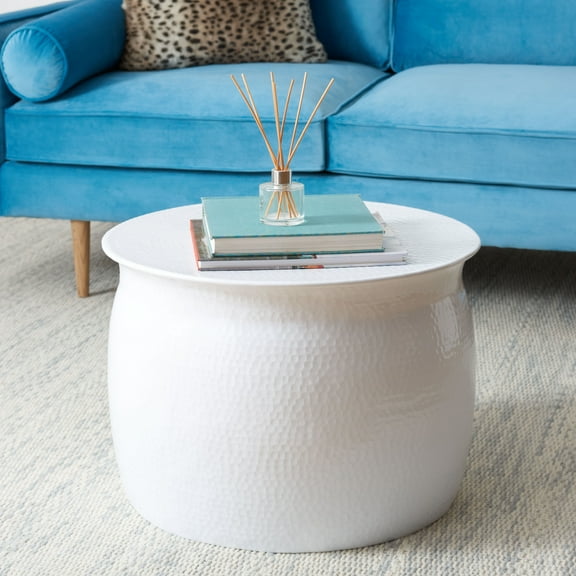 Safavieh Aztec Modern Aluminum and Powder Coated Round End Table, White