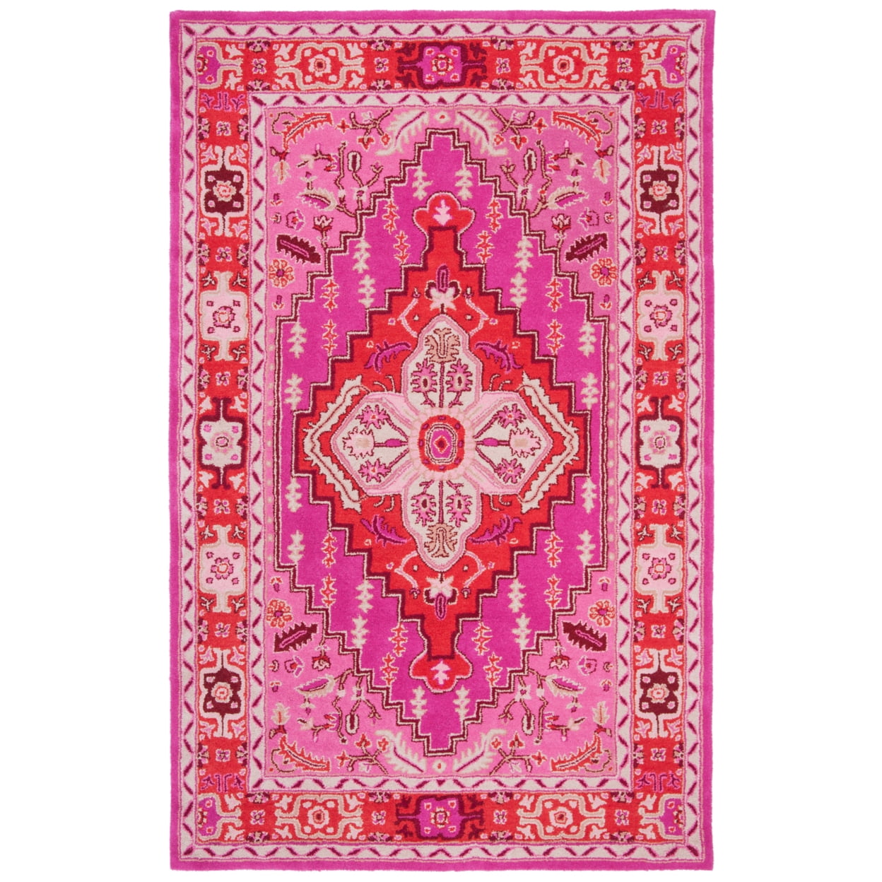 Bellagio Red and Pink Tufted Wool Area Rug