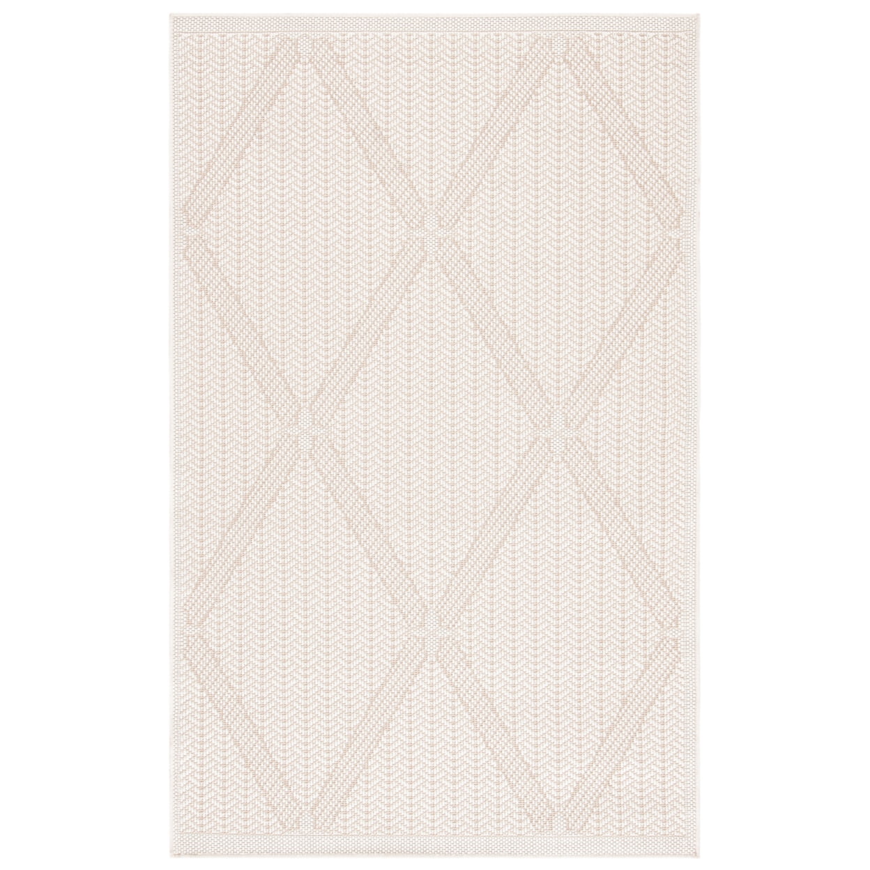 Cream and Beige Geometric Easy-Care Outdoor Rug 3' x 5'