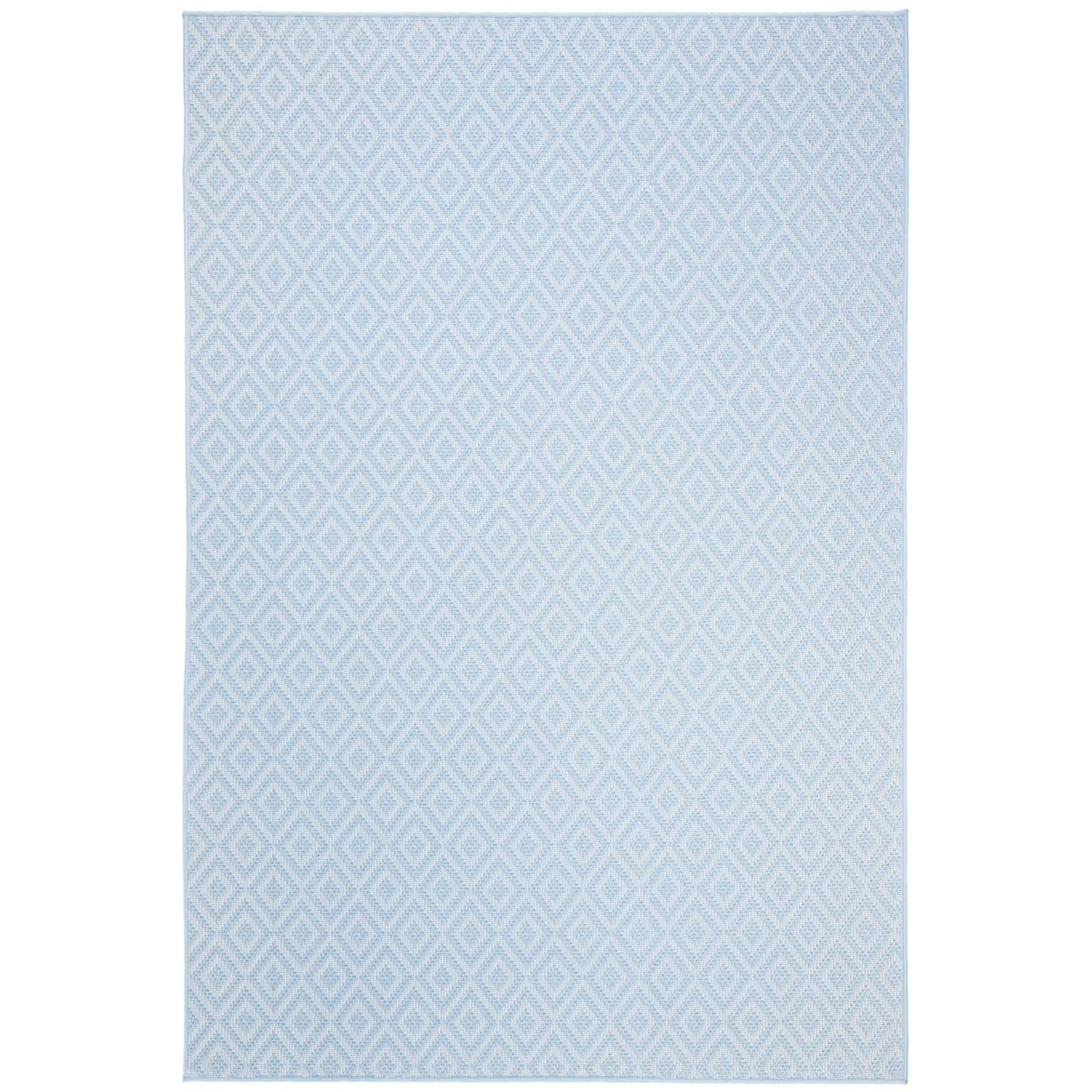 Light Blue Geometric Synthetic Indoor/Outdoor Area Rug