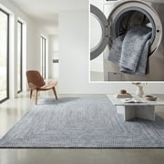 SAFAVIEH Braided Gino Distressed Machine Washable Reversible Area Rug, Dark Blue/Ivory, 2' x 3'