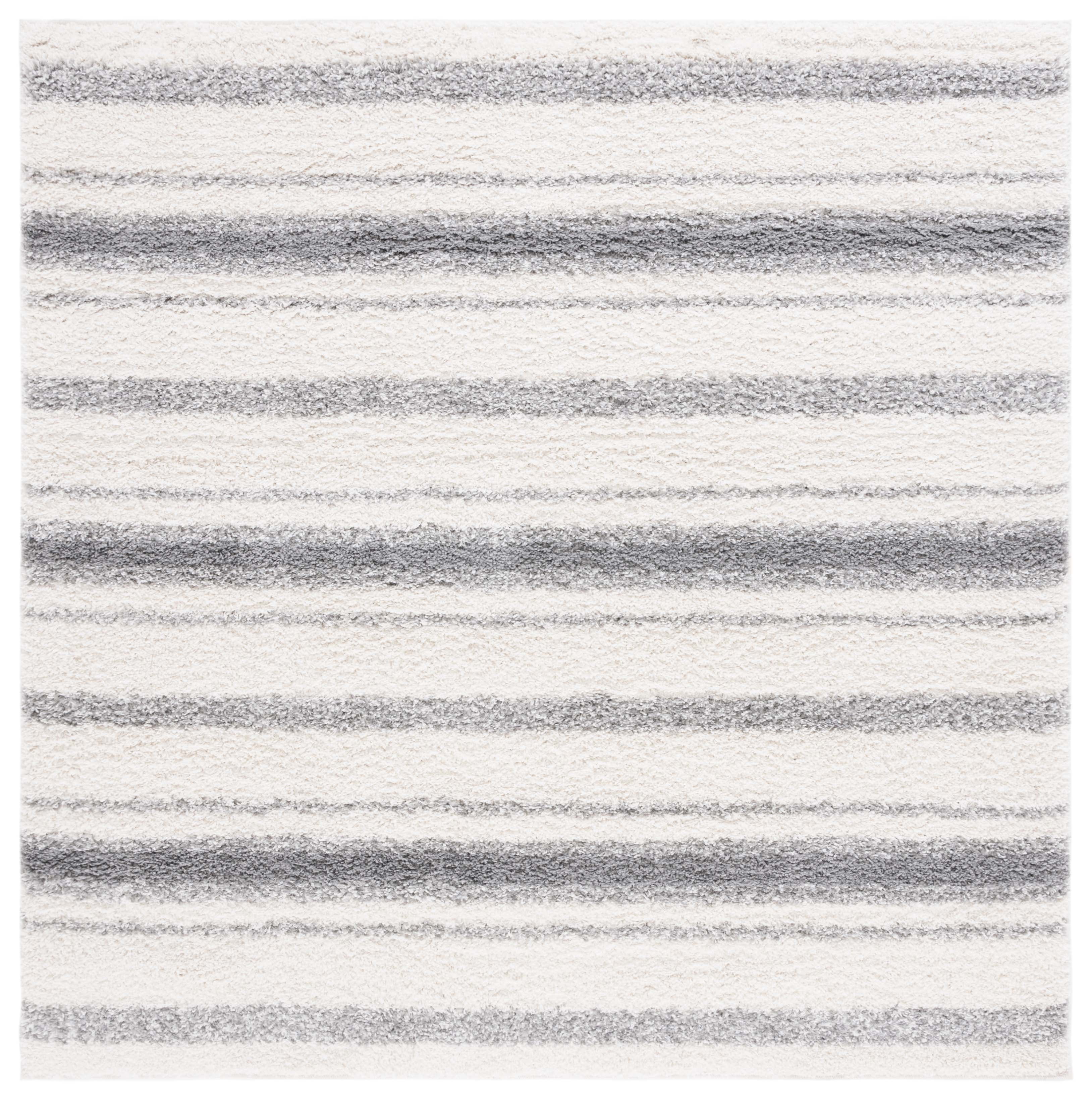 SAFAVIEH Border & Stripe Jerred Striped Shag Area Rug, Ivory/Grey, 6'7 ...