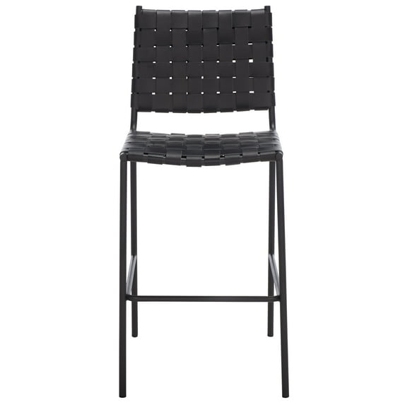 SAFAVIEH Bahari Square Mid Back Counter Stool, Black/Black