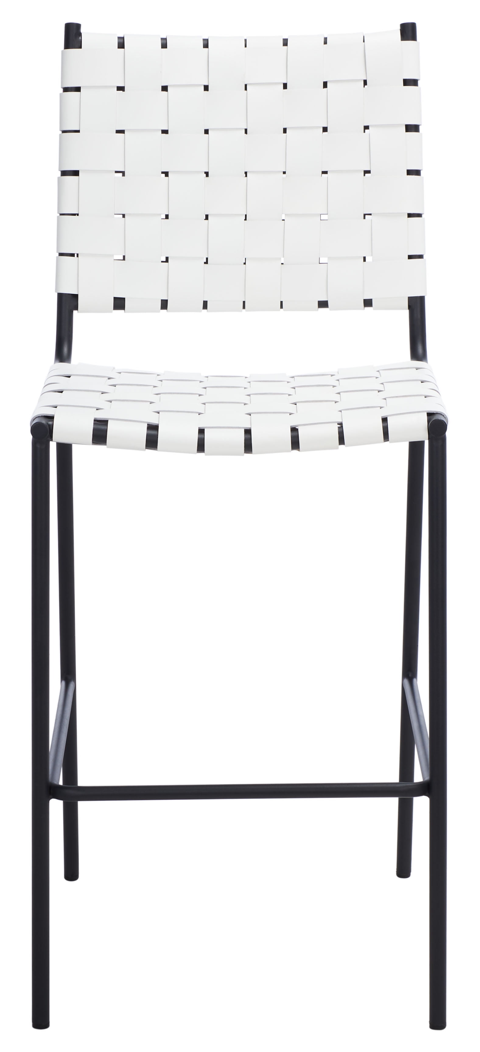 Bahari 21" White Leather and Black Metal Saddle Counter Stool