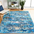 thumbnail image 1 of SAFAVIEH Bahia Linda Oriental Polyester Machine Washable Area Rug, Blue/Gold, 6'7" x 6'7" Square, 1 of 12
