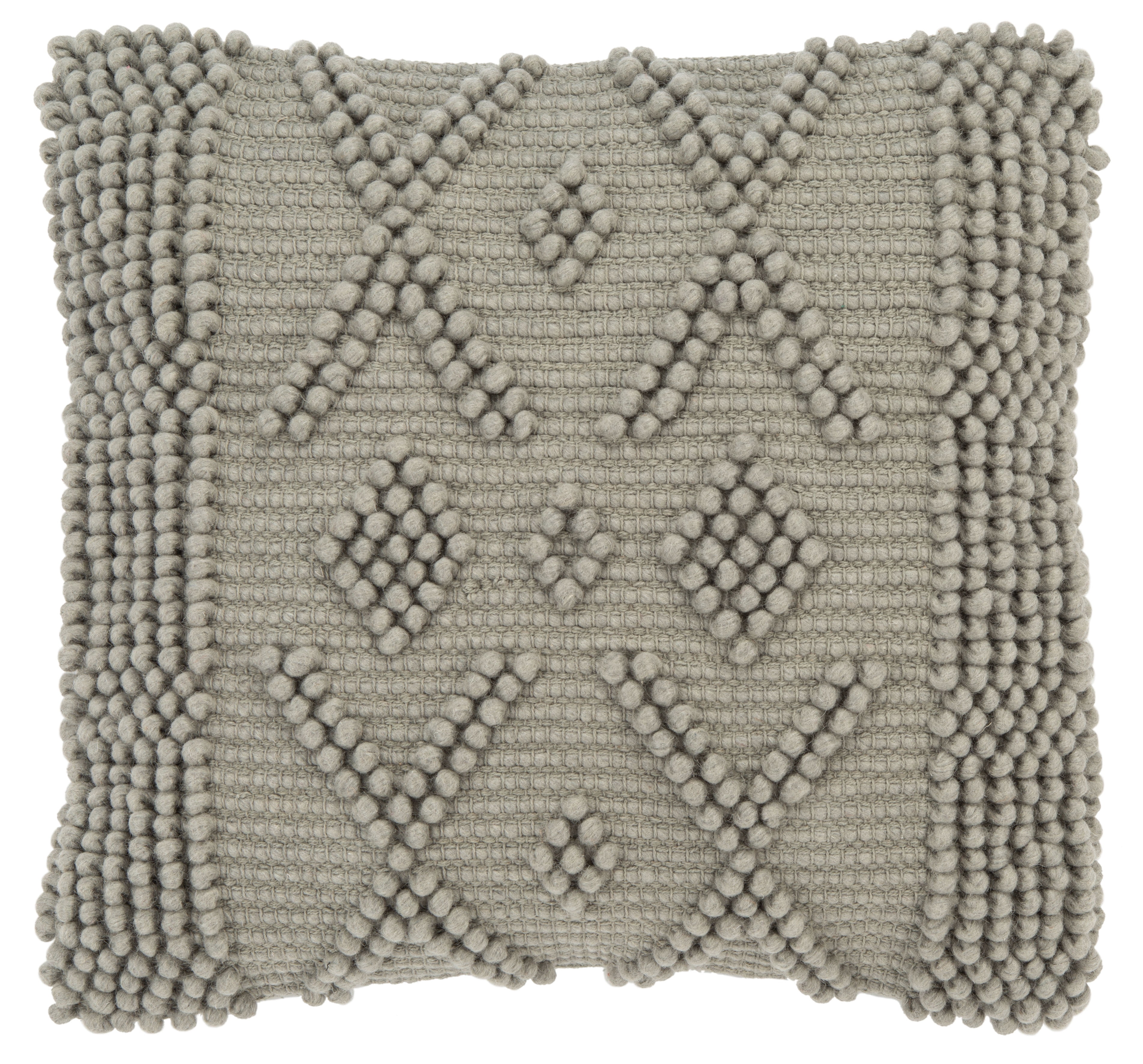 Gray Embroidered Square Wool Blend Accent Pillow