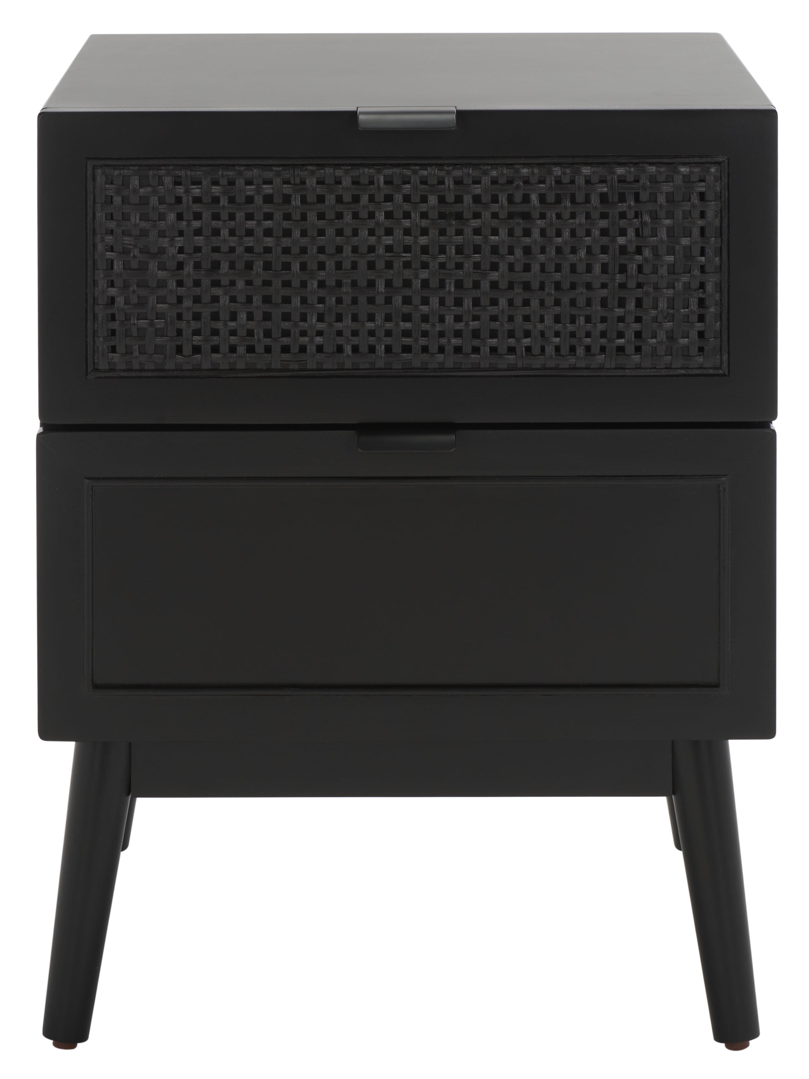 SAFAVIEH Baisley 2 Drawer Rattan Nightstand, Black (18 in. W x 15.7 in ...