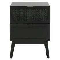 SAFAVIEH Baisley 2 Drawer Rattan Nightstand, Black (18 in. W x 15.7 in. D x 24 in. H)