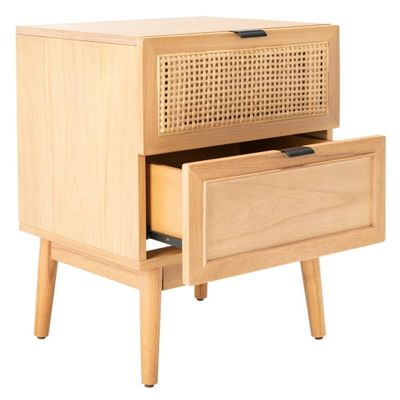 SAFAVIEH Baisley 2 Drawer Rattan Nightstand, Natural