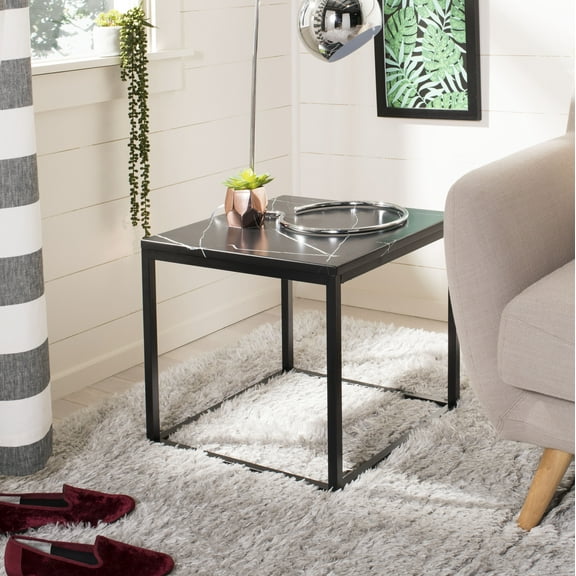 SAFAVIEH Baize Modern Contemporary Square End Table, Black