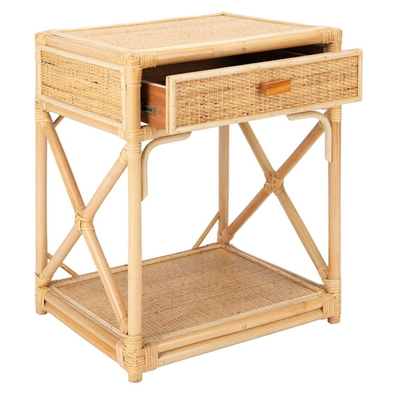SAFAVIEH Bali Coastal 1 Drawer 1 Shelf Nightstand, Natural