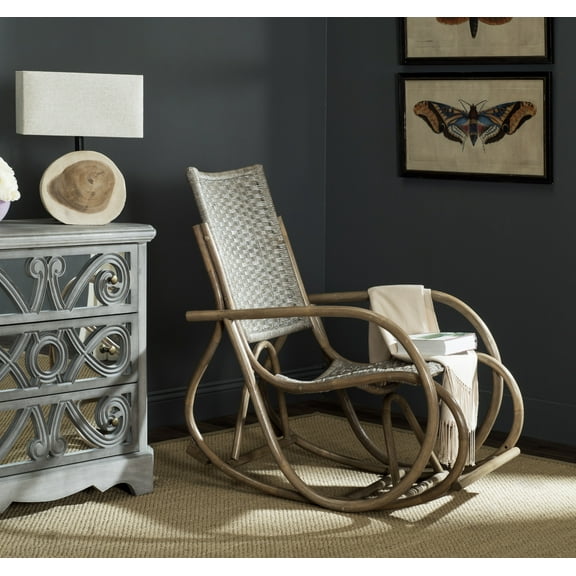 SAFAVIEH Bali Contemporary Rattan Rocking Chair, Antique Grey
