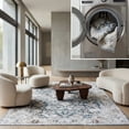 thumbnail image 1 of SAFAVIEH Baltimore Dimas Distressed Polyester Machine Washable Area Rug, Light Gray/Blue, 4' x 6', 1 of 12