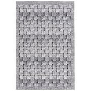 SAFAVIEH Barbados Asa Geometric Indoor/Outdoor Area Rug, Black/Ivory, 4' x 6'