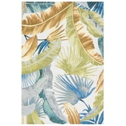 SAFAVIEH Barbados Banana Leaves Outdoor Area Rug, Gold/Green, 5'3" x 7'6"