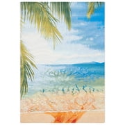 SAFAVIEH Barbados Beach Waves Outdoor Area Rug, 5'3" x 7'6", Gold/Blue