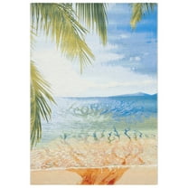 SAFAVIEH Barbados Beach Waves Outdoor Runner Rug, Gold/Blue, 2'8" x 10'5"