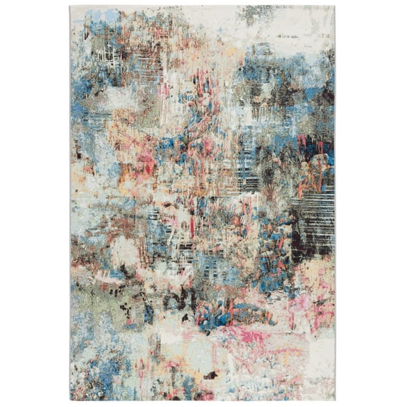 SAFAVIEH Barbados Bryon Abstract Indoor/Outdoor Area Rug, Green Ivory/Black Rust, 8' x 10'5"