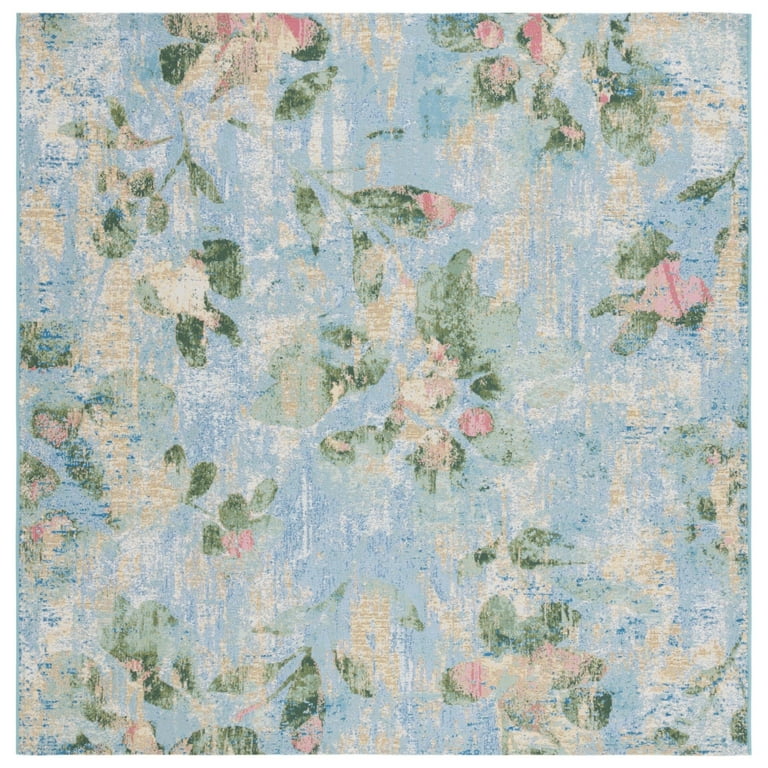 Blue and Green Floral Indoor Outdoor Area Rug Blue and Green Floral Indoor Outdoor Area Rug