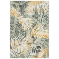 SAFAVIEH Barbados Cionadogh Botanical Indoor/Outdoor Area Rug, Green/Black Gold, 8' x 10'5"
