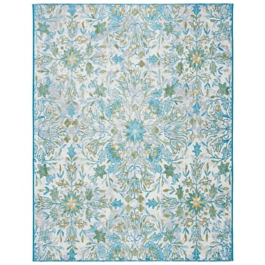 SAFAVIEH Barbados Corwin Floral Indoor/Outdoor Area Rug, Ivory/Light Blue, 8' x 10'5"
