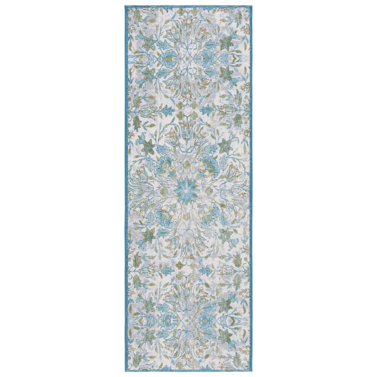 SAFAVIEH Barbados Corwin Floral Indoor/Outdoor Runner Rug, Ivory/Light ...