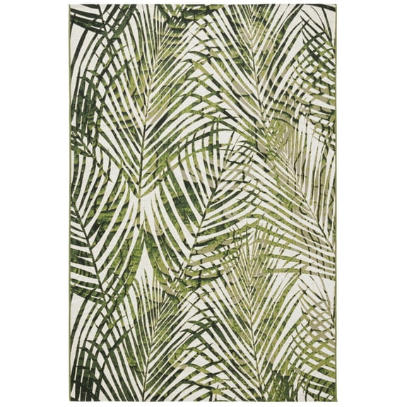 SAFAVIEH Barbados Deonne Botanical Indoor/Outdoor Area Rug, Ivory/Green, 8' x 10'5"
