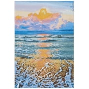 SAFAVIEH Barbados Dusk Waves Outdoor Area Rug, Gold/Blue, 4' x 6'