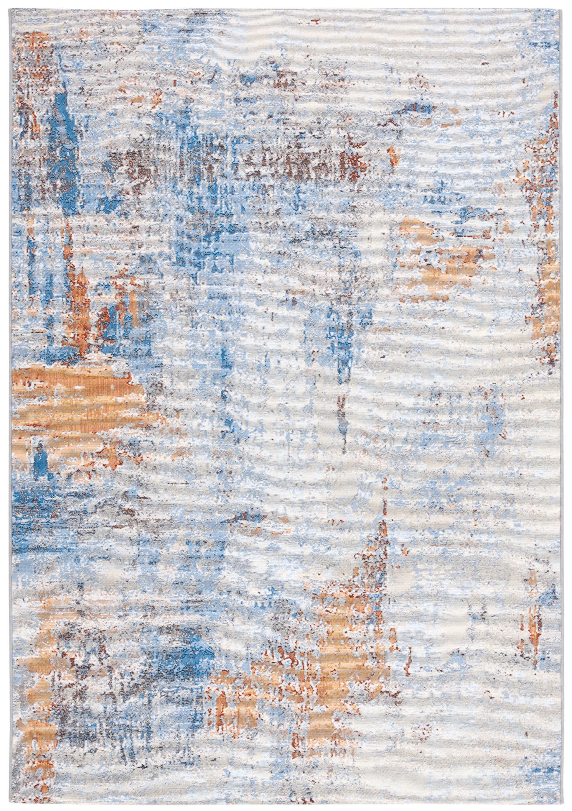 Ivory Abstract Synthetic 4' x 6' Area Rug