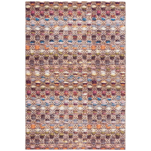 SAFAVIEH Barbados Kentigern Geometric Indoor/Outdoor Area Rug, Purple/Green Rust, 5'3" x 7'6"