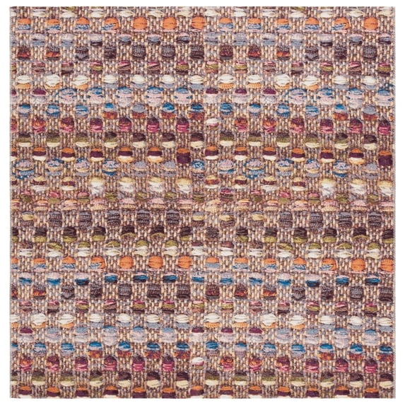SAFAVIEH Barbados Kentigern Geometric Indoor/Outdoor Area Rug, Purple/Green Rust, 6'6" x 6'6" Square