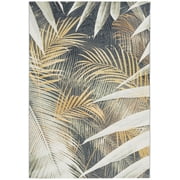 SAFAVIEH Barbados Klara Botanical Indoor/Outdoor Area Rug, Black Green/Gold, 8' x 10'5"
