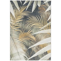 SAFAVIEH Barbados Klara Botanical Indoor/Outdoor Area Rug, Black Green/Gold, 8' x 10'5"