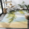 thumbnail image 1 of SAFAVIEH Barbados Palm Leaves Outdoor Area Rug, Gold/Blue, 5'3" x 7'6", 1 of 7