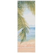 SAFAVIEH Barbados Palm Leaves Outdoor Runner Rug, Gold/Blue, 2'8" x 10'5"