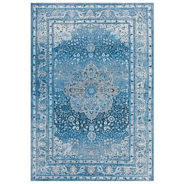 SAFAVIEH Barbados Paolo Traditional Indoor/Outdoor Area Rug, Blue/Ivory, 8' x 10'5"