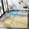 thumbnail image 1 of SAFAVIEH Barbados Sand Footprints Outdoor Area Rug, Gold/Blue, 4' x 6', 1 of 7