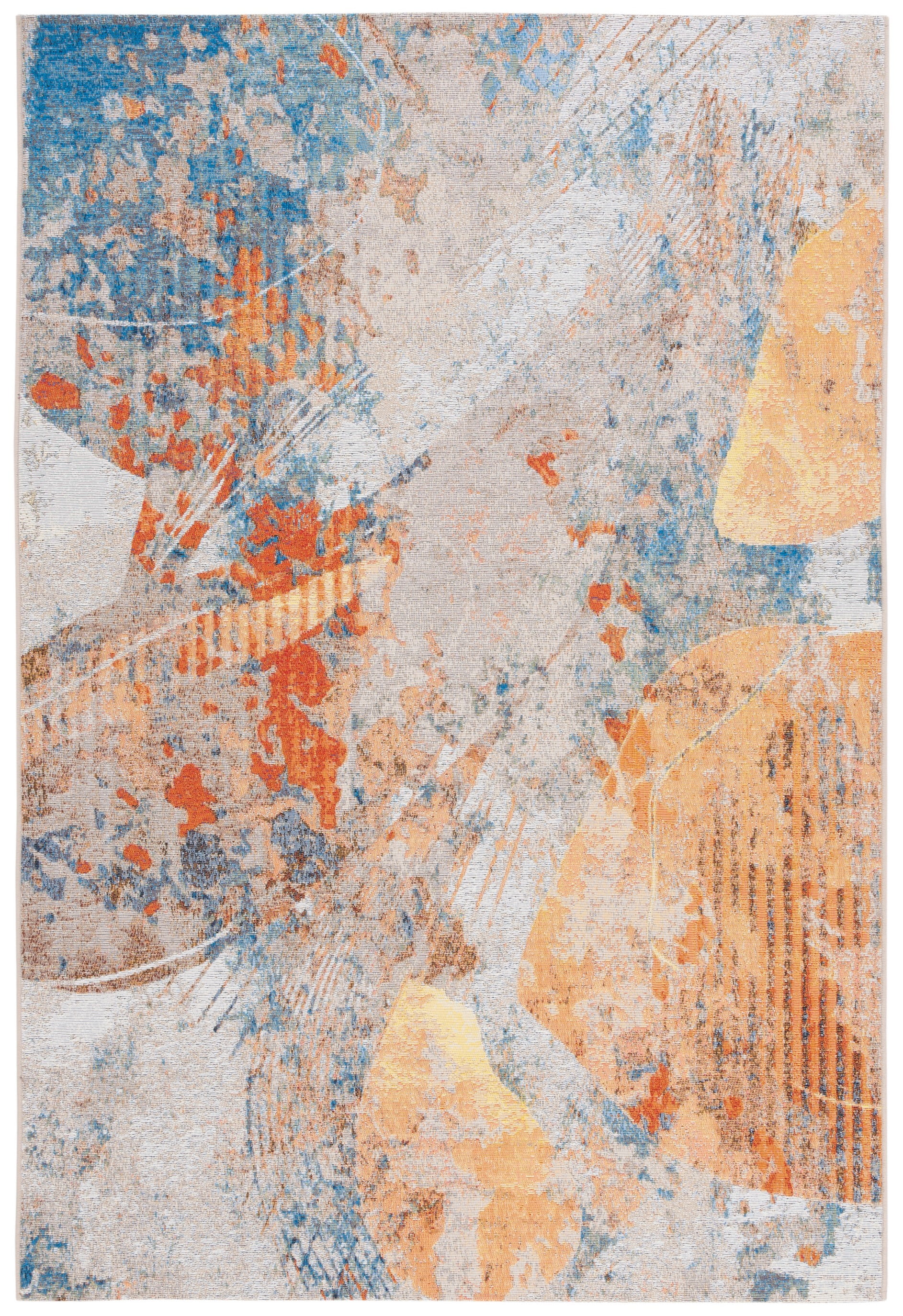 SAFAVIEH Barbados Tanner Abstract Indoor/Outdoor Area Rug, Blue/Rust, 9 ...