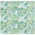 thumbnail image 1 of SAFAVIEH Barbados Tropical Palm Leaves Outdoor Area Rug, Green/Teal, 5'3" x 5'3" Square, 1 of 8