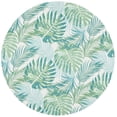 thumbnail image 1 of SAFAVIEH Barbados Tropical Palm Leaves Outdoor Area Rug, Green/Teal, 6'6" x 6'6" Round, 1 of 11