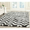 thumbnail image 1 of SAFAVIEH Barcelona Carmella Chevron Stripes Shag Area Rug, Ivory/Black, 5' x 5' Square, 1 of 6